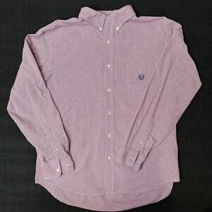 Chaps Easy Care Button Down Shirt White Red Gingham Check Long Sleeve Sz XL